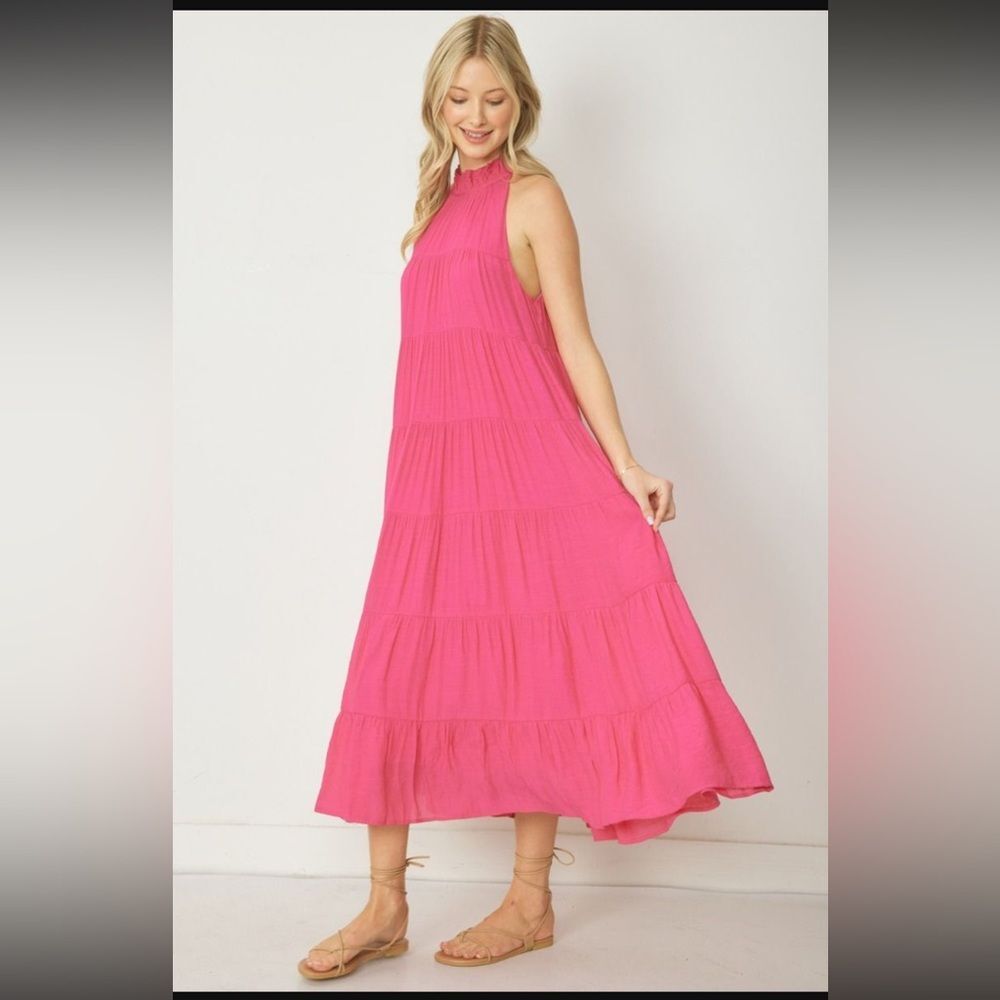 entro "Cheer Up" Sleeveless Maxi Dress in Pink | Women’s S